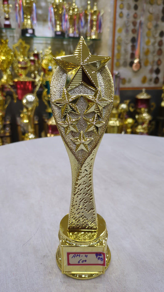 Gold star achievement award trophy. Perfect for recognizing achievement and excellence in academics; sports; or corporate settings. A lasting symbol of appreciation for award winners.