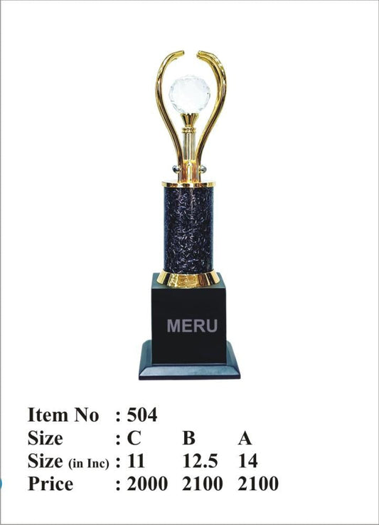 Premium crystal award trophy with gold accents; perfect for recognizing achievements and excellence.